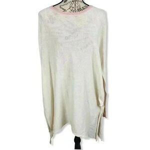 Cloth by Design, cotton scoop neck oversized, beige sweater, Medium